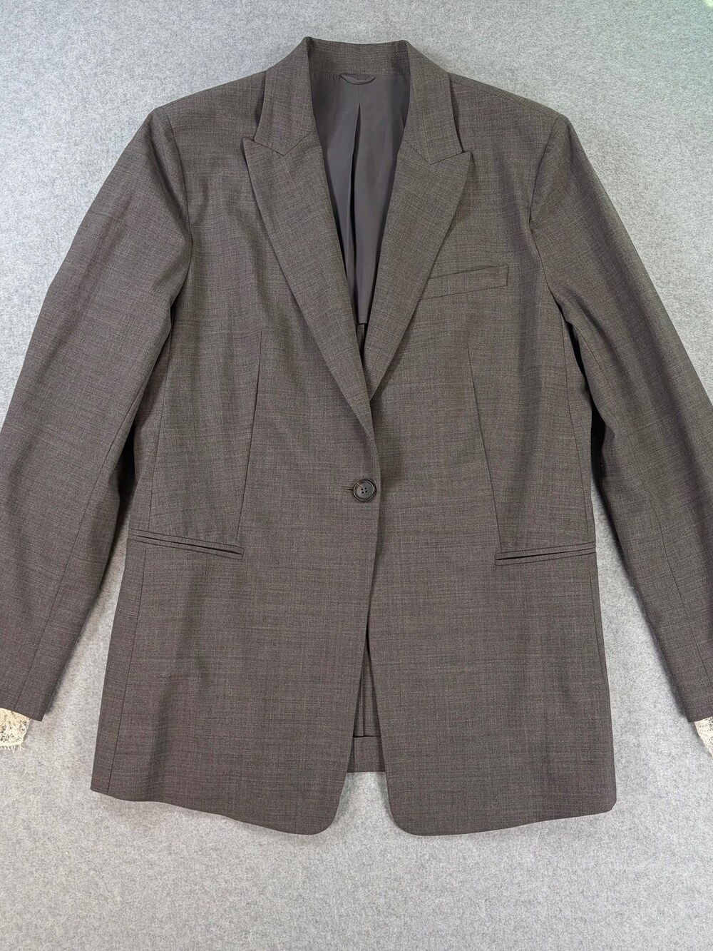 Brunello Cucinelli Blazer Jacket Gray Lace Cuff Women's Size Medium